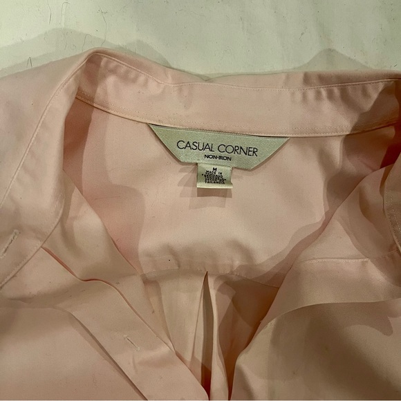 Casual Corner Classic Non-Iron Light Pink Button-Down Shirt. Size S - Picture 8 of 11